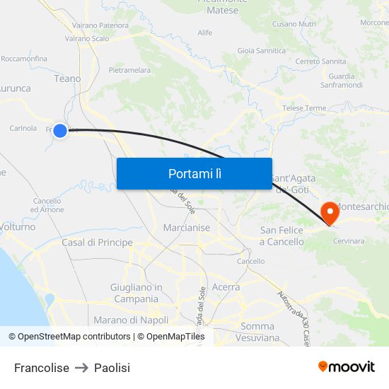 Francolise to Paolisi map