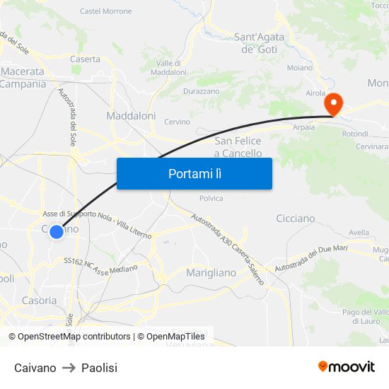 Caivano to Paolisi map