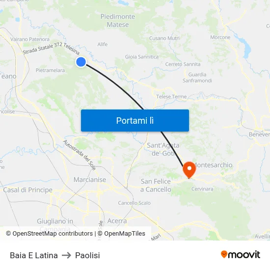 Baia E Latina to Paolisi map