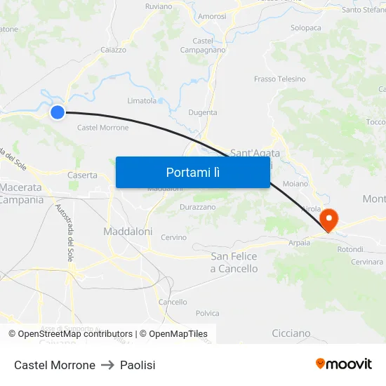 Castel Morrone to Paolisi map