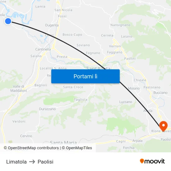Limatola to Paolisi map