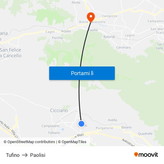 Tufino to Paolisi map