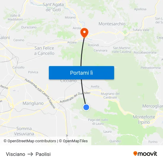 Visciano to Paolisi map