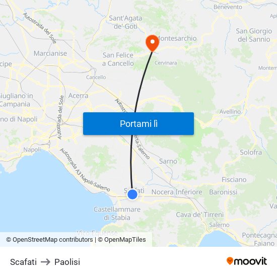 Scafati to Paolisi map