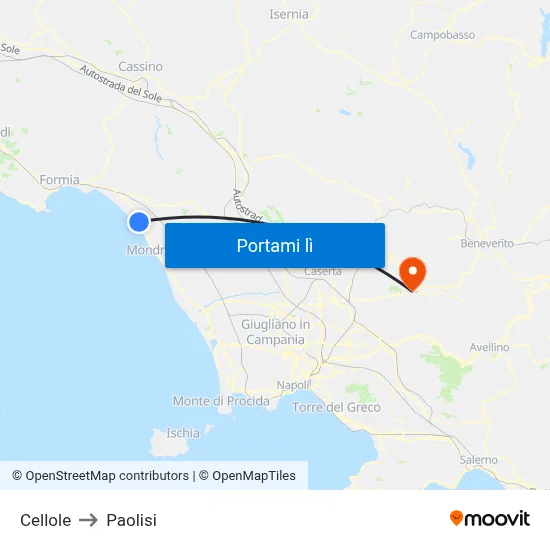 Cellole to Paolisi map