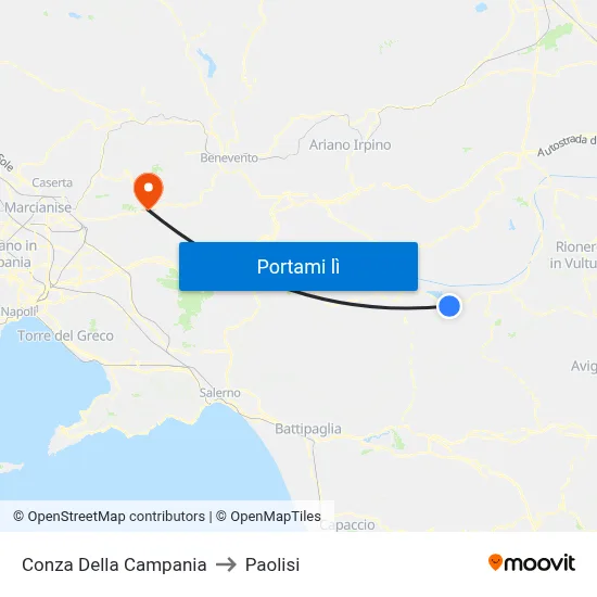 Conza Della Campania to Paolisi map
