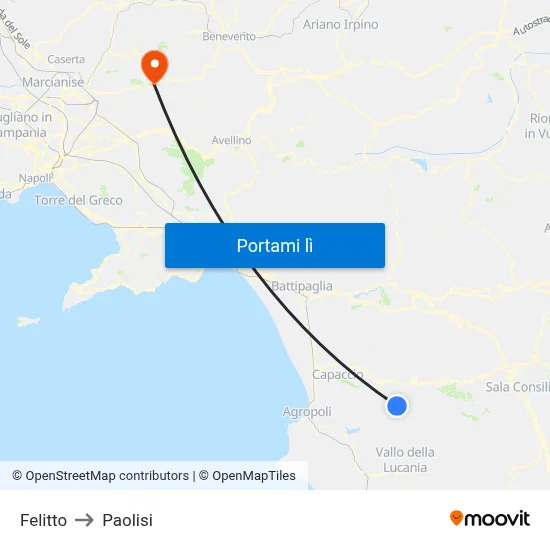 Felitto to Paolisi map