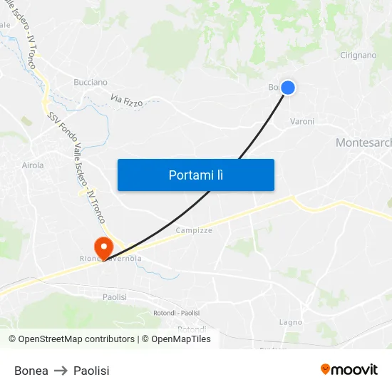Bonea to Paolisi map