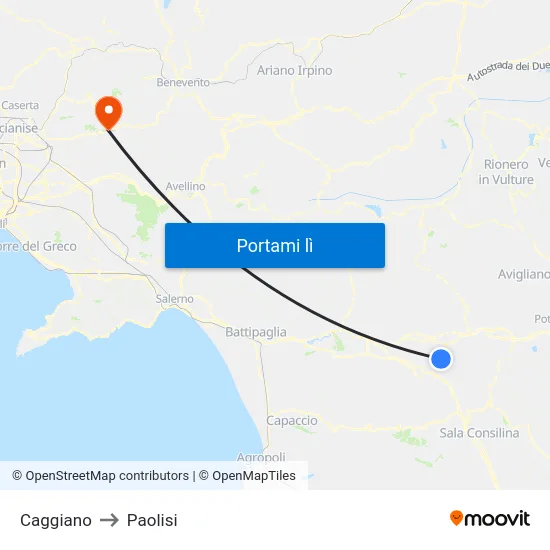 Caggiano to Paolisi map