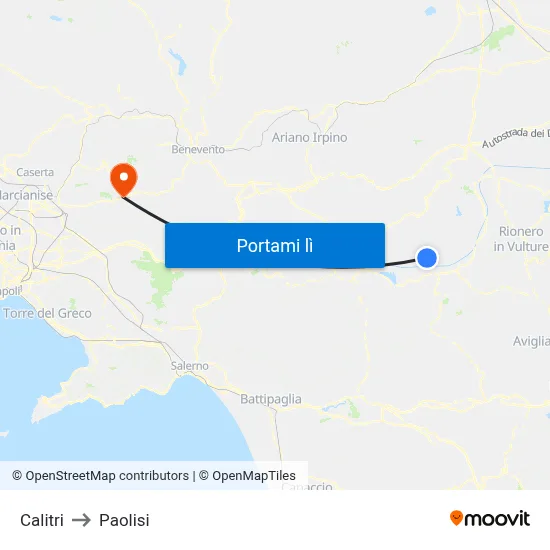 Calitri to Paolisi map