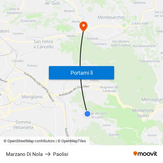 Marzano Di Nola to Paolisi map