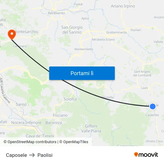 Caposele to Paolisi map