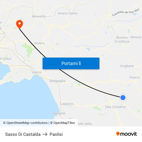 Sasso Di Castalda to Paolisi map