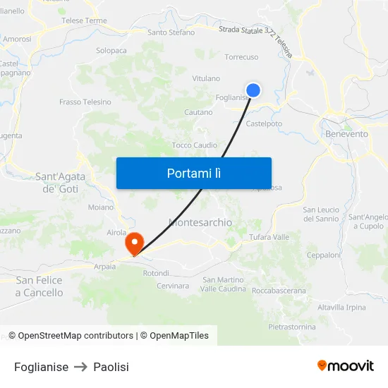 Foglianise to Paolisi map