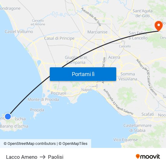 Lacco Ameno to Paolisi map