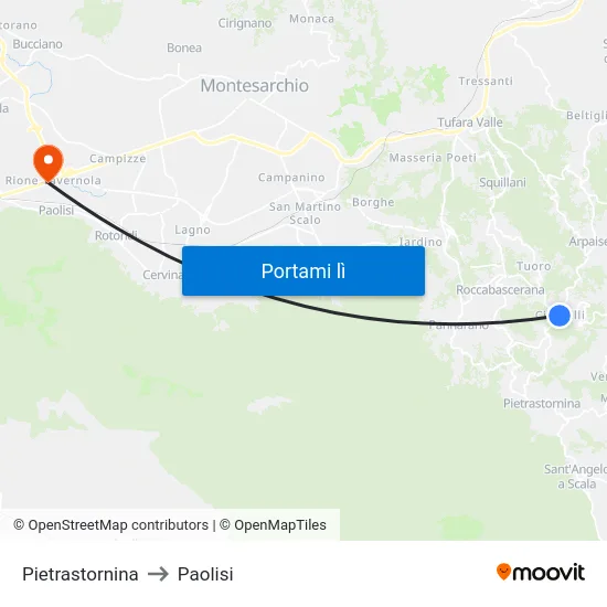 Pietrastornina to Paolisi map