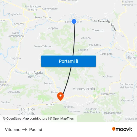 Vitulano to Paolisi map
