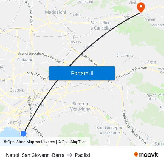 Napoli San Giovanni-Barra to Paolisi map