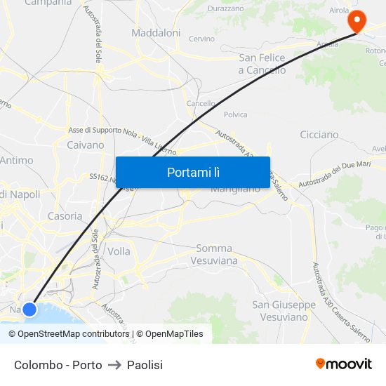 Colombo - Porto to Paolisi map