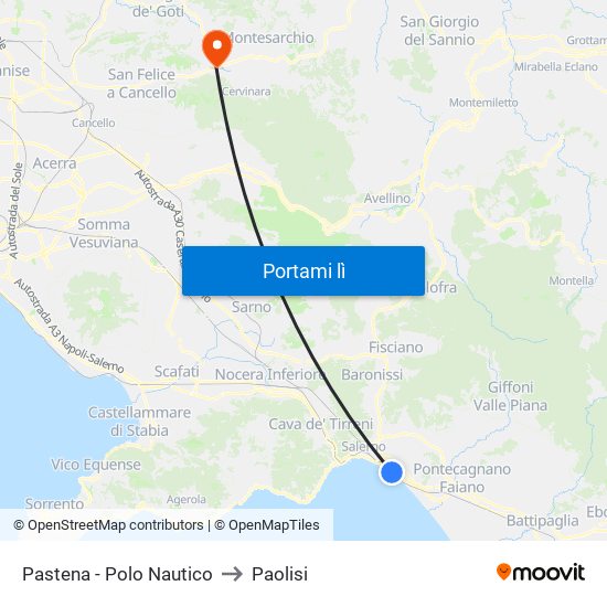 Pastena  - Polo Nautico to Paolisi map