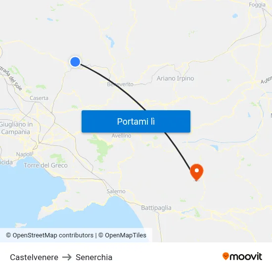 Castelvenere to Senerchia map
