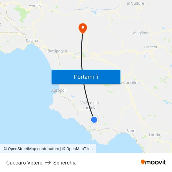 Cuccaro Vetere to Senerchia map
