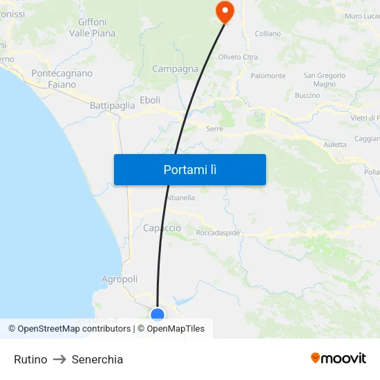 Rutino to Senerchia map
