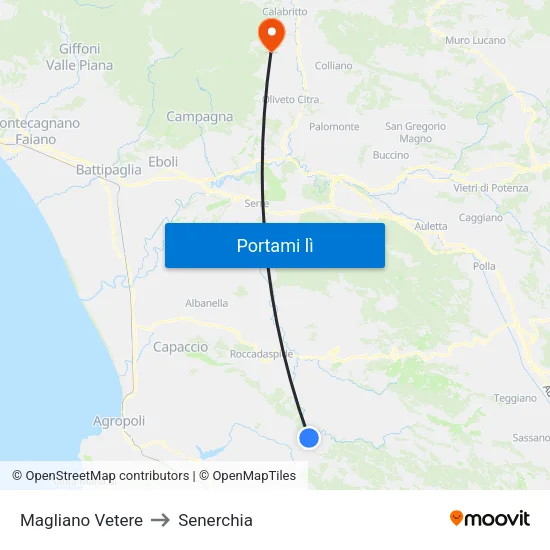 Magliano Vetere to Senerchia map