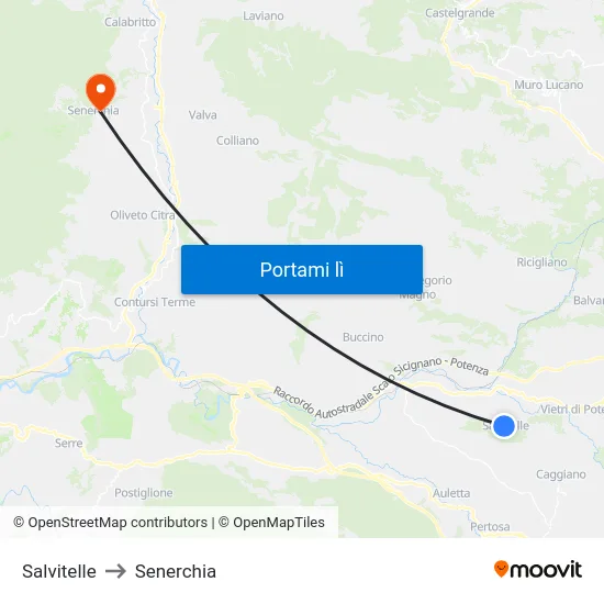 Salvitelle to Senerchia map