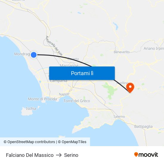 Falciano Del Massico to Serino map