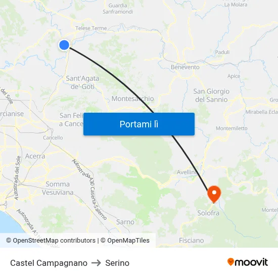 Castel Campagnano to Serino map