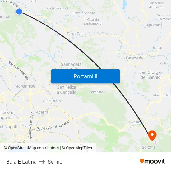 Baia E Latina to Serino map
