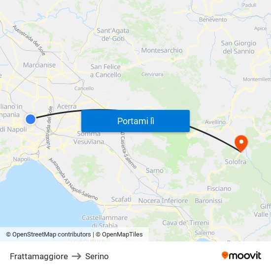 Frattamaggiore to Serino map