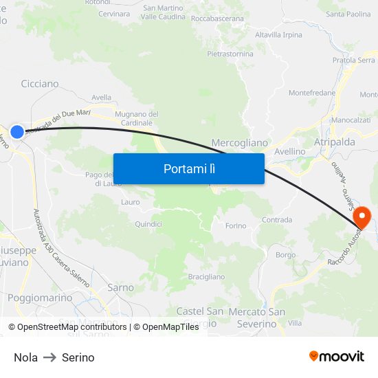 Nola to Serino map