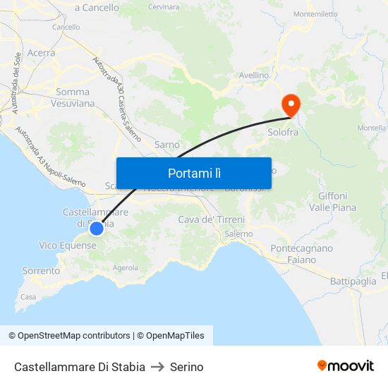 Castellammare Di Stabia to Serino map