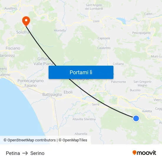 Petina to Serino map