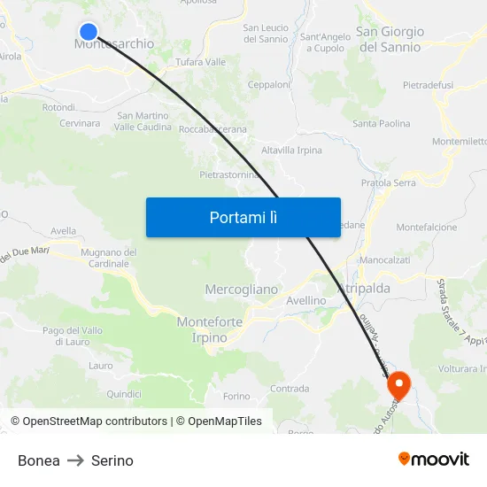 Bonea to Serino map