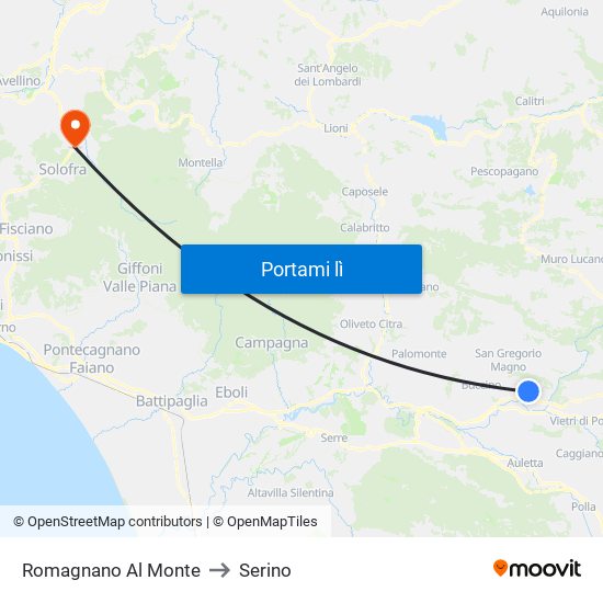 Romagnano Al Monte to Serino map