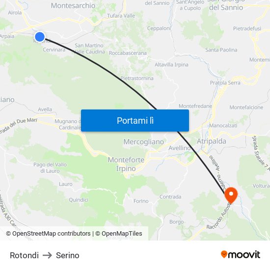 Rotondi to Serino map