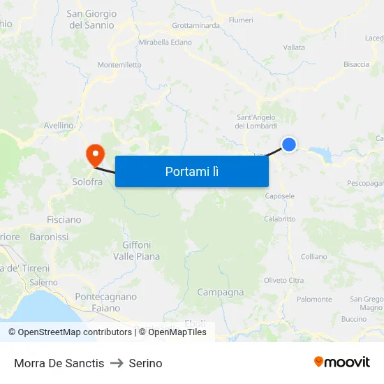 Morra De Sanctis to Serino map