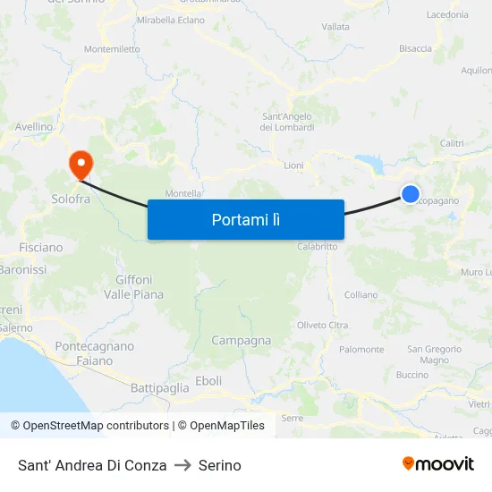 Sant' Andrea Di Conza to Serino map