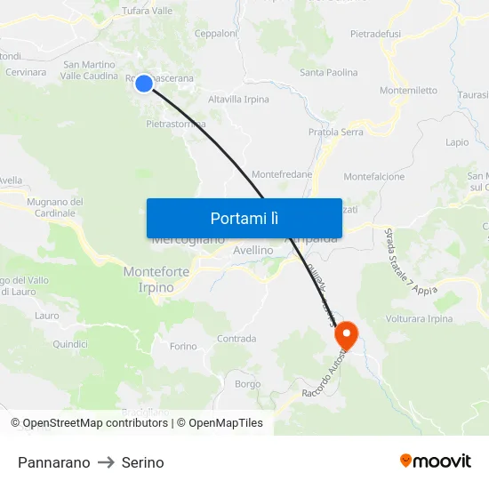 Pannarano to Serino map