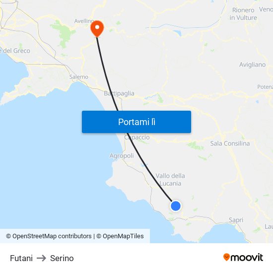 Futani to Serino map