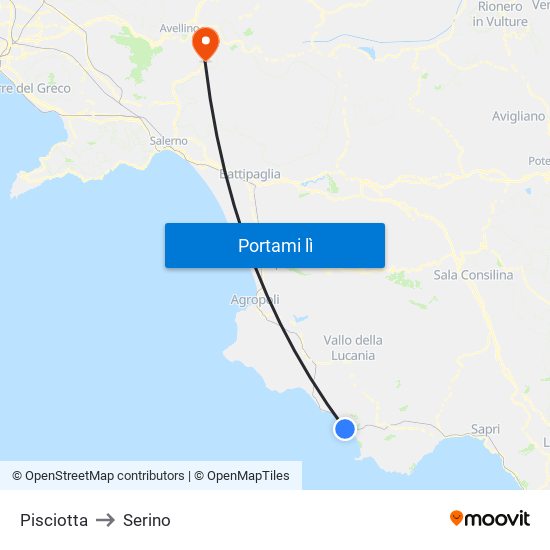Pisciotta to Serino map