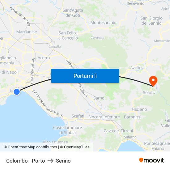 Colombo - Porto to Serino map