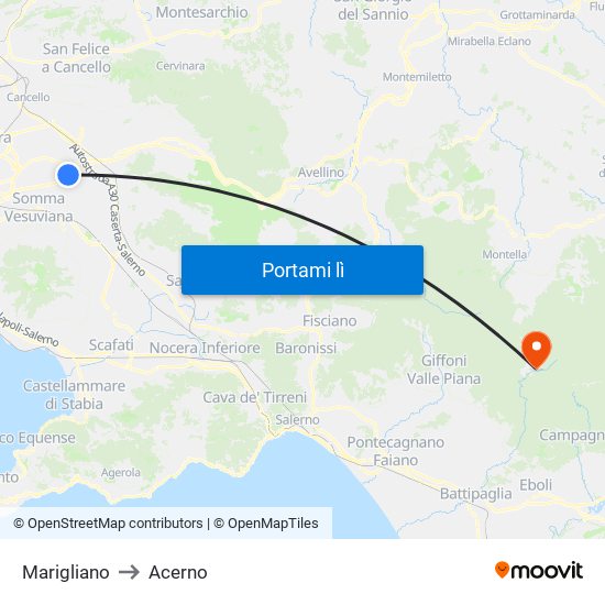 Marigliano to Acerno map