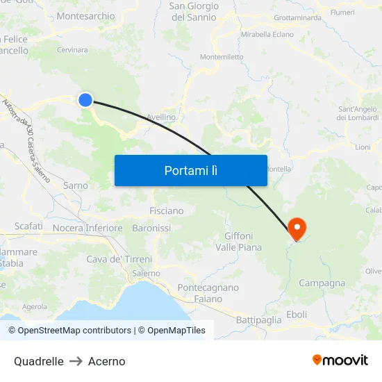 Quadrelle to Acerno map