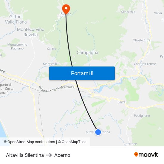 Altavilla Silentina to Acerno map