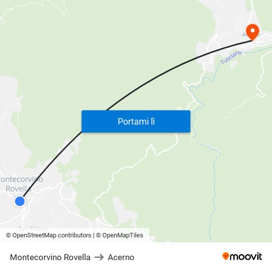 Montecorvino Rovella to Acerno map