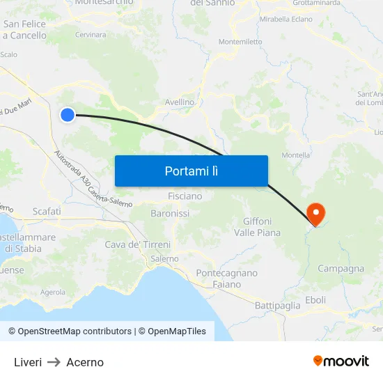 Liveri to Acerno map